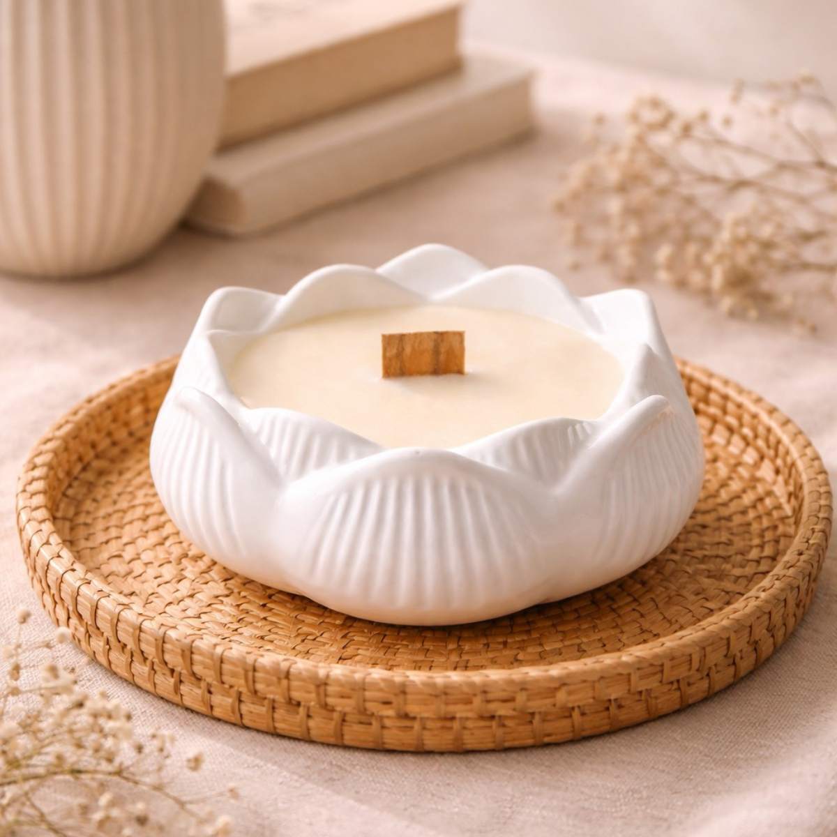 Sojų vaško žvakė su medine dagtimi "Bloom" - Image 2