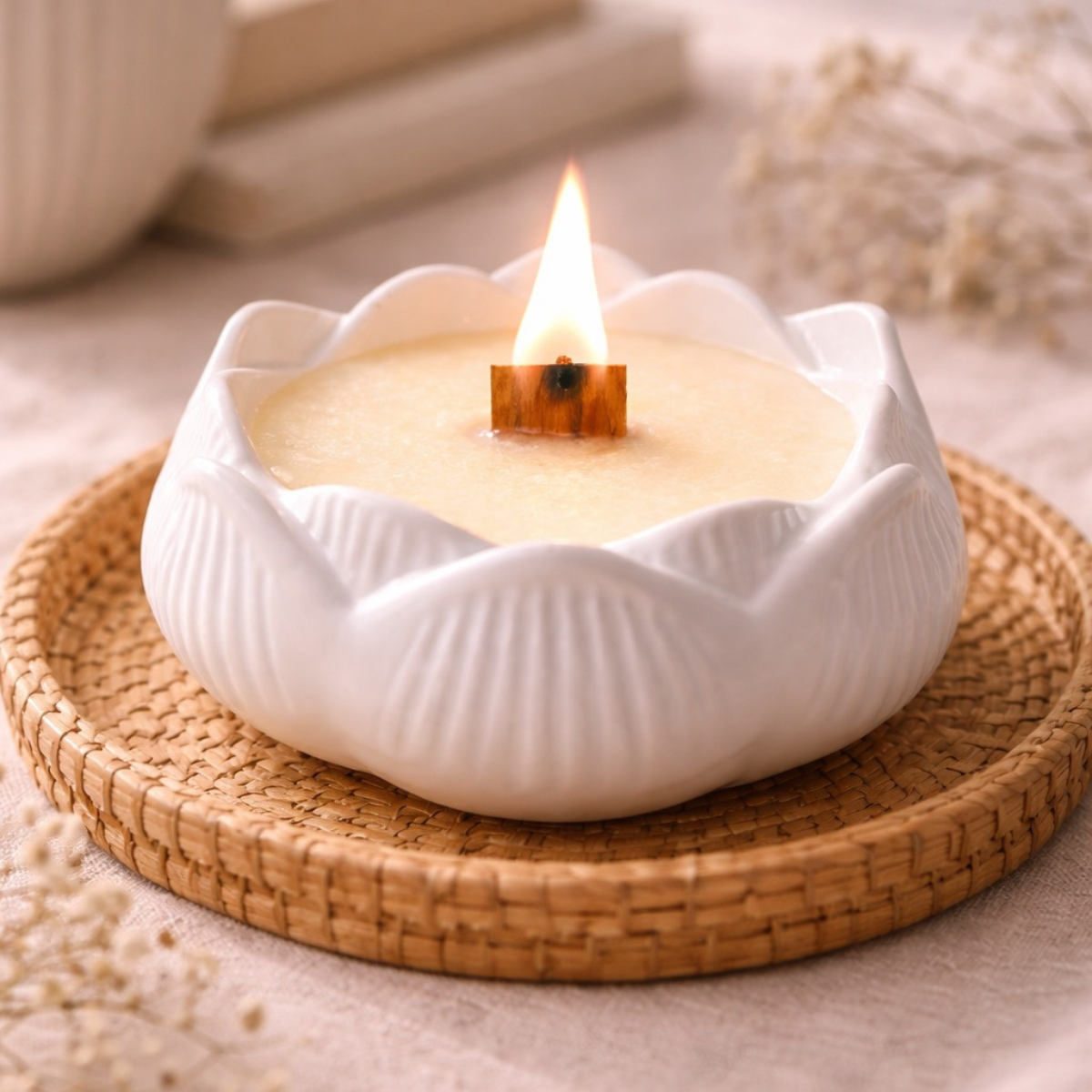 Sojų vaško žvakė su medine dagtimi "Bloom" - Image 3