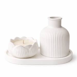 Rinkinys su sojų vaško žvake "Bloom"